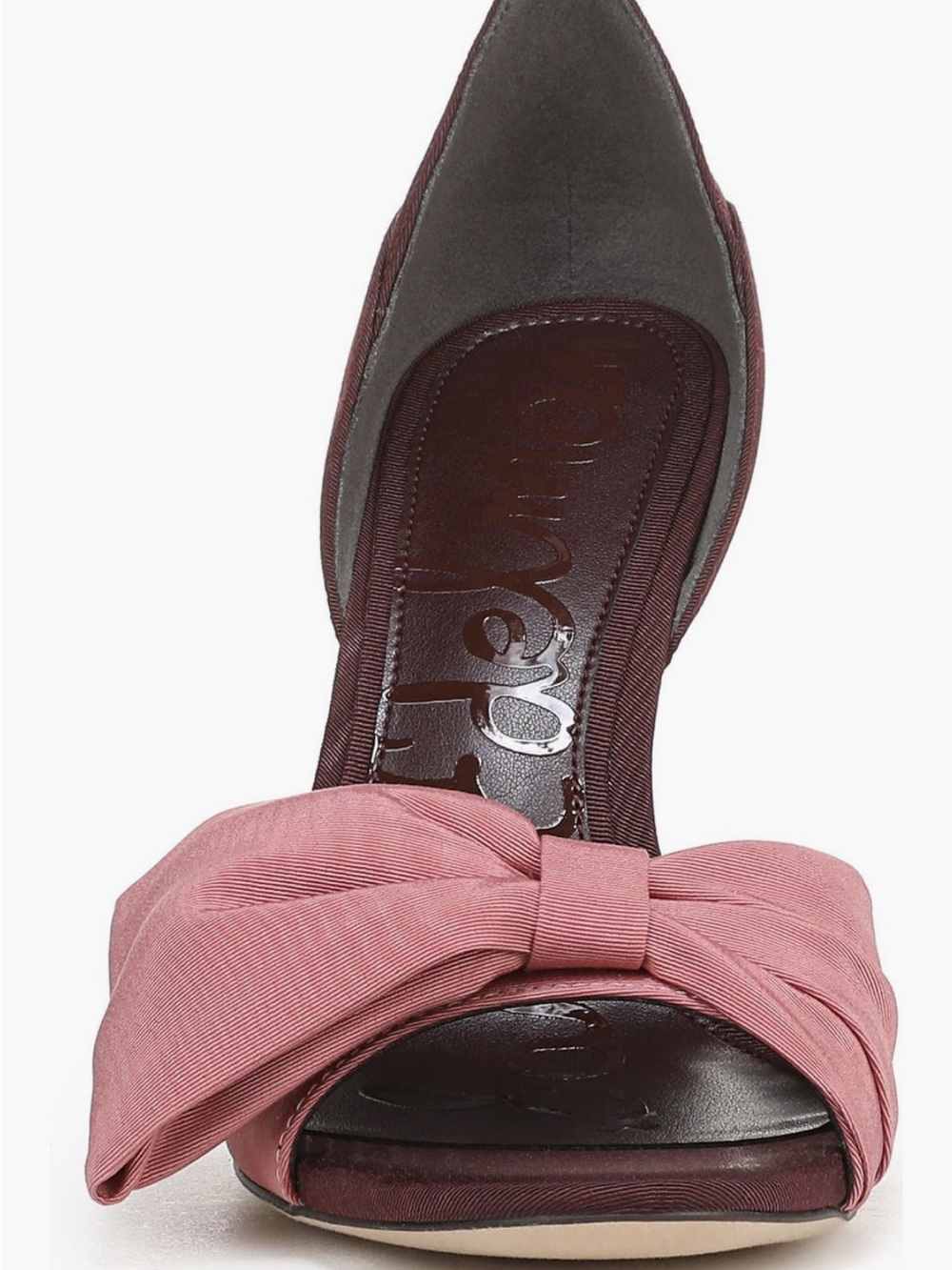 Sam Edelman Two-Tone Knotted Ankle-Strap Heels in Dusty Pink and Burgundy - Picture 3 of 4